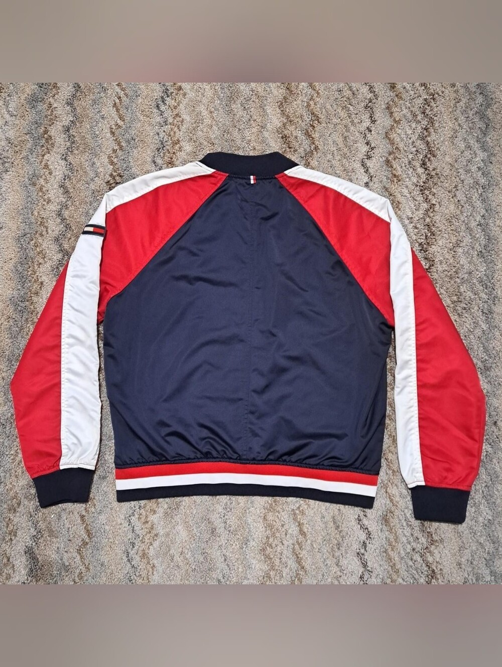 Tommy Hilfiger Men’s Colorblock Bomber Jacket Navy Red White Large - Picture 2 of 6